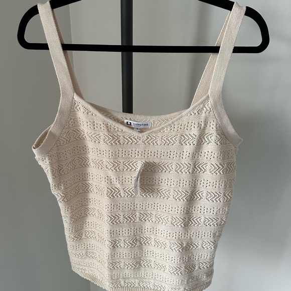 SOLD Signature Cream Ribbed Cropped Tank Top - Picture 3 of 9